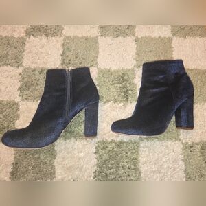 Blue Velvet Ankle Boots